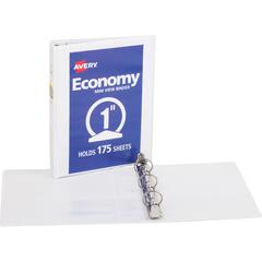 Avery&reg; Economy View Binder - 1" Binder Capacity - Statement - 5 1/2" x 8 1/2" Sheet Size - 175 Sheet Capacity - 3 Ring - Fastener: Round Ring - Pocket: 2, Internal - Vinyl, Chipboard - White - 10.