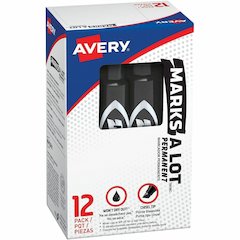 Avery&reg; Marks-A-Lot Desk-Style Permanent Markers - Black Ink - Black Plastic Barrel - 1 Dozen