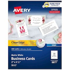 Avery&reg; Clean Edge Business Cards - 110 Brightness - 2" x 3 1/2" - 93 lb Basis Weight - 254 g/m² Grammage - Matte - Heavyweight, Rounded Corner, Smooth Edge, Jam-free, Smudge-free, Double-side