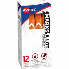Avery&reg; Marks A Lot Large Desk-Style Permanent Markers - Orange Ink - Orange Plastic Barrel - 1 Dozen