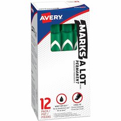 Avery&reg; Marks A Lot Large Desk-Style Permanent Markers - Green Ink - Green Plastic Barrel - 1 Dozen