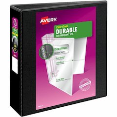 Avery&reg; Durable View Binder - EZD Rings - 3" Binder Capacity - Letter - 8 1/2" x 11" Sheet Size - 670 Sheet Capacity - 3 Ring - Fastener: D-Ring - Pocket: 4, Internal - Poly - Black - Recycled - Ea