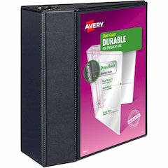 Avery&reg; Durable View Binder - EZD Rings - 5" Binder Capacity - Letter - 8 1/2" x 11" Sheet Size - 1050 Sheet Capacity - 3 Ring - Fastener: D-Ring - Pocket: 4, Internal - Poly - Black - Recycled - E