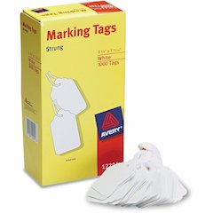 Avery&reg; Marking Tags, Strung, 2-3/4" x 1-11/16" , 1,000 Tags (12201) - 2.75" Length x 1.69" Width - Rectangular - Twine Fastener - Cotton, Polyester - White - 1000 / Box