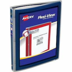 Avery&reg; Flexi-View Binder ½" , Round Rings, Blue - 1/2" Binder Capacity - Letter - 8 1/2" x 11" Sheet Size - 100 Sheet Capacity - 3 x 0.50" Ring - Fastener: Round Ring - Pocket: 0, Internal - Polyp