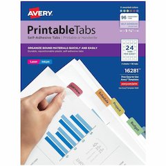 Avery&reg; Printable Repositionable Tabs - 96 Tab(s) - 1.25" Tab Width - Permanent - Paper Divider - Assorted Paper Tab(s) - 96 / Pack