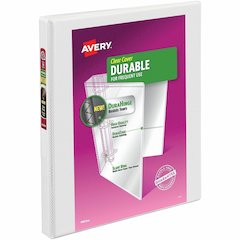 Avery Durable View 3 Ring Binder, 0.5" Slant Rings, 1 White Binder - Avery&reg; Durable View 3 Ring Binder, 0.5" Slant Rings, 1 White Binder (17002)