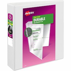 Avery&reg; Durable View Binder 2" , Slant D Rings, White - 2" Binder Capacity - Letter - 8 1/2" x 11" Sheet Size - 530 Sheet Capacity - 530 Ring - Fastener: Slant Ring - Pocket: 2, Internal - Polyprop