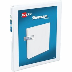 Avery&reg; Showcase Economy View Binder - 1/2" Binder Capacity - Letter - 8 1/2" x 11" Sheet Size - 100 Sheet Capacity - 3 Ring - Fastener: Round Ring - Pocket: 2, Inside Front & Back - White - Clear 