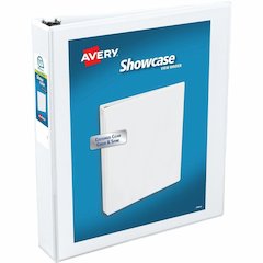 Avery&reg; Showcase Economy View Binder - 1 1/2" Binder Capacity - Letter - 8 1/2" x 11" Sheet Size - 275 Sheet Capacity - 3 Ring - Fastener: Round Ring - Pocket: 2, Inside Front & Back - White - Clea