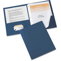 Avery&reg; Letter Report Cover - 8 1/2" x 11" - 70 Sheet Capacity - 3 x Prong Fastener(s) - 1/2" Fastener Capacity for Folder - 2 Internal Pocket(s) - Embossed Paper - Dark Blue - 25 / Box