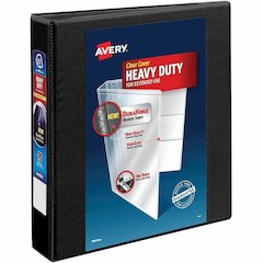 Avery 1-1/2" Heavy Duty View Binder, One Touch EZD Ring, Blk, 400 Sheets - Avery&reg; Heavy-Duty View 3 Ring Binder, 1.5" One Touch EZD(R) Ring, Holds 8.5" x 11" Paper, Black (79695)