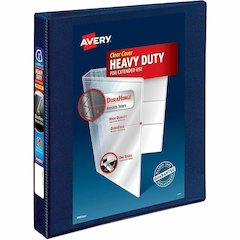 Avery&reg; Heavy-Duty View 3 Ring Binder - 1" Binder Capacity - Letter - 8 1/2" x 11" Sheet Size - 275 Sheet Capacity - 275 x 1" Ring - Fastener: Ring - Pocket: 4, Internal - Polypropylene - Navy Blue