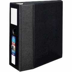 Avery Heavy Duty Binder 5" , One Touch™ Locking D Rings, Black - 5" Binder Capacity - Letter - 8 1/2" x 11" Sheet Size - 1050 Sheet Capacity - 3 x 5" Ring - Fastener: Ring - Pocket: 4, Internal 