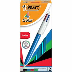 BIC 4-Color Retractable Pen - Medium Pen Point - Refillable - Retractable - Multi, Black, Red, Green - Blue, White Barrel - 1 Each