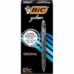 BIC Gel Retractable Pens - Refillable - Retractable - Black Ink - Gel-based - Translucent Barrel - 12 / Dozen