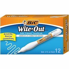 Wite-Out Shake 'n Squeeze Correction Pen - Pen Applicator - 8 mL - White - Fast-drying - 12 / Box