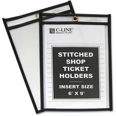 C-Line Shop Ticket Holders, Stitched - Both Sides Clear, 6 x 9, 25/BX, 46069