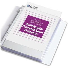 C-Line Heavyweight Poly Sheet Protectors with Antimicrobial Protection - Clear, Top Loading, 11 x 8-1/2, 100/BX, 62033