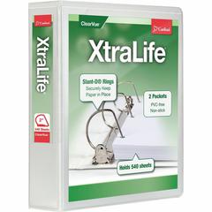 Cardinal Xtralife ClearVue Locking Slant-D Binders - 2" Binder Capacity - Letter - 8 1/2" x 11" Sheet Size - 540 Sheet Capacity - 2 1/2" Spine Width - 3 x D-Ring Fastener(s) - 2 Inside Front & Back Po