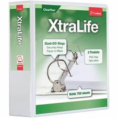 Cardinal Xtralife ClearVue Locking Slant-D Binders - 3" Binder Capacity - Letter - 8 1/2" x 11" Sheet Size - 725 Sheet Capacity - 2 29/32" Spine Width - 3 x D-Ring Fastener(s) - 2 Inside Front & Back 