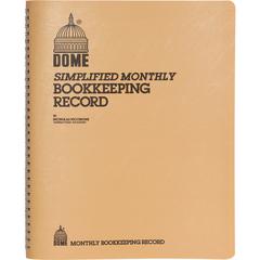 Dome Bookkeeping Record Book - 128 Sheet(s) - Wire Bound - 8.75" x 11.25" Sheet Size - White Sheet(s) - Beige Cover - Recycled - 1 Each