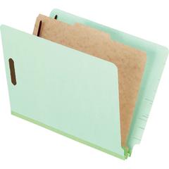 Pendaflex Letter Recycled Classification Folder - 8 1/2" x 11" - 2" Expansion - 4 Fastener - 2" for Folder, 1" for Divider - 1 Divider - 25 pt. - Pressboard, Tyvek - Light Green - Reinforced Gusset, T