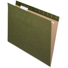 Pendaflex 1/5 Tab Cut Letter Recycled Hanging Folder - 8 1/2" x 11" - Internal Pocket - Standard Green - Reinforced - 10% Recycled - 25 / Box