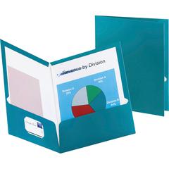 Oxford Letter Pocket Folder - 8 1/2" x 11" - 150 Sheets Capacity - 2 Internal Pocket - Teal - Die-cut, Metallic - 25 / Box