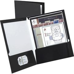 Oxford Showfolio Letter Pocket Folder - 8 1/2" x 11" - 100 Sheets Capacity - 2 Internal Pocket - Black - Laminated, Twin Pocket - 25 / Box