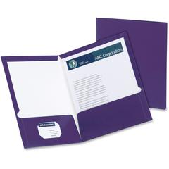 Oxford Letter Pocket Folder - 8 1/2" x 11" - 100 Sheets Capacity - 2 Pocket - Purple - Laminated, High Gloss, Soil Resistant, Moisture Resistant, Die-cut - 25 / Box