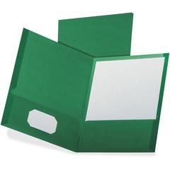 Oxford Letter Recycled Pocket Folder - 8 1/2" x 11" - 100 Sheets Capacity - 2 Pocket - Dark Green - 35% Recycled - 25 / Box