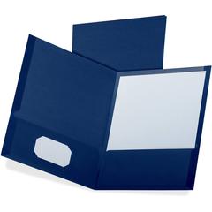 Oxford Letter Yes Pocket Folder - 8 1/2" x 11" - 100 Sheets Capacity - 2 Pocket - Navy Blue - Twin Pocket - 35% Recycled - 25 / Box