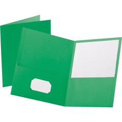 Oxford Letter Yes Pocket Folder - 8 1/2" x 11" - 100 Sheets Capacity - 2 Internal Pocket - Leatherette - Light Green - Turned Edge - 10% Recycled - 25 / Box