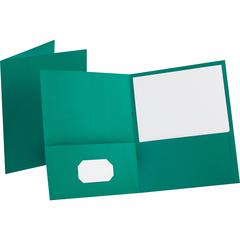 Oxford Letter Recycled Pocket Folder - 8 1/2" x 11" - 100 Sheets Capacity - 2 Internal Pocket - Leatherette - Teal - Turned Edge - 10% Recycled - 25 / Box