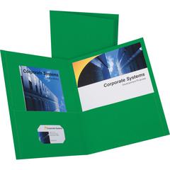 Oxford Letter Recycled Pocket Folder - 8 1/2" x 11" - 2 Internal Pocket - Leatherette - Hunter Green - Turned Edge - 10% Recycled - 25 / Box