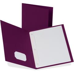 Oxford Letter Recycled Pocket Folder - 8 1/2" x 11" - 3 Fastener - 1/2" for Folder - 2 Inside Front & Back Pocket - Leatherette - Burgundy - Tear Resistant - 10% Recycled - 25 / Box