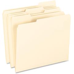 Pendaflex 1/3 Tab Cut Letter Recycled Top Tab File Folder - 8 1/2" x 11" - Top Tab Location - Assorted Position Tab Position - Manila - 10% Recycled - 100 / Box