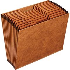 Pendaflex 1/3 Tab Cut Letter Recycled Expanding File - 8 1/2" x 11" - 12 Pocket - Top Tab Location - 80 pt. - Tyvek - Brown - Reinforced, Heavy Duty, Rip Resistant - 10% Recycled - 1 Each