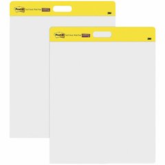 Post-it&reg; Self-Stick Easel Pads - 20 Sheets - Plain - Stapled - 18.50 lb Basis Weight - 20" x 23" Sheet Size - White Paper - Cardboard Cover - Resist Bleed-through, Removable, Sturdy Back - No - 2 