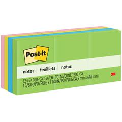 Post-it&reg; Notes Original Notepads - Floral Fantasy Color Collection - 1200 - 1 3/8" Flag/Note Width x 1 7/8" Flag/Note Length - Rectangle - 100 Sheets per Pad - Unruled - Limeade, Citron, Positivel