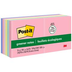 Post-it&reg; Notes Original Notepads - Sweet Sprinkles Color Collection - 1200 - 3" x 3" - Square - 100 Sheets per Pad - Unruled - Positively Pink, Pink Salt, Canary Yellow, Fresh Mint, Moonstone - Pa