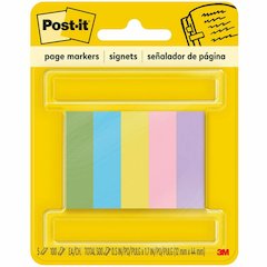 Post-it&reg; Page Markers - 100 - 1/2" Flag/Note Width x 2" Flag/Note Length - Rectangle - Unruled - Electric Blue, Yellow, Aqua Wave, Light Mulberry, Neon Green - Paper - Removable, Self-adhesive - 5