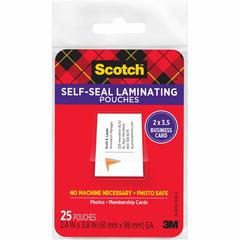 Scotch Self-sealing Laminating Business Card Pouches - Laminating Pouch/Sheet Size: 2.40" Width x 3.80" Length x 9.50 mil Thickness - Thick Gloss - for Business Card, Lists, Photo, Coupon, Punch Card 