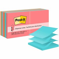 Post-it&reg; Dispenser Notes - 1200 - 3" Flag/Note Width x 3" Flag/Note Length - Square - 100 Sheets per Pad - Unruled - Guava, Aqua Splash, Vital Orange - Paper - Pop-up, Self-adhesive, Repositionabl