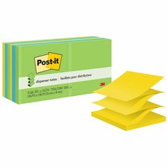 Post-it&reg; Dispenser Notes - 1200 - 3" Flag/Note Width x 3" Flag/Note Length - Square - 100 Sheets per Pad - Unruled - Limeade, Citron, Blue Paradise - Paper - Pop-up, Refillable, Self-adhesive, Rep