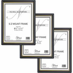 Golite nu-dell Easy Slide-In Document Frame - Holds 8.50" x 11" Insert - Horizontal, Vertical - 3 / Pack - Plastic - Black