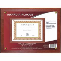 Golite nu-dell Woodgrain Award-A-Plaque - 13" x 10.50" Frame Size - Holds 11" x 8.50" Insert - Horizontal, Vertical - 1 Each - Mahogany