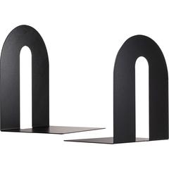 Officemate Heavy-Duty Bookends - 10" Height, Desktop - Non-skid Base, Chip Resistant, Non-slip, Scratch Resistant - Enamel - Black - Steel - 2 / Pair
