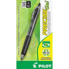 Pilot Precise Gel Fine Retractable BeGreen Pens - Refillable - Retractable - Black Ink - Gel-based - Translucent Barrel - 1 Dozen